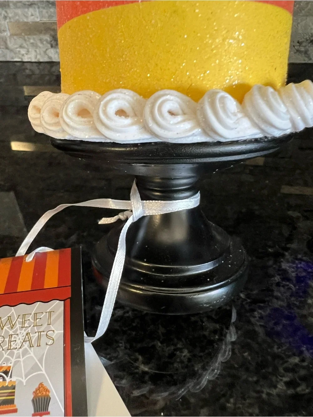 CANDY CORN Faux Frosted Cake With Smiley Face…So Realistic & CUTE!!! 6 In!!